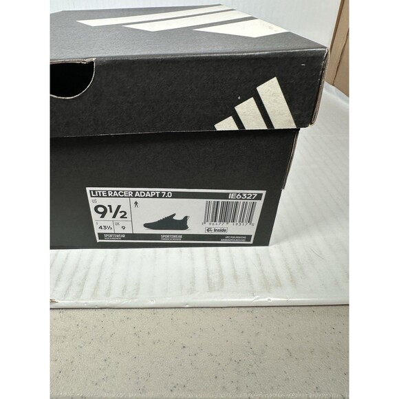 Size 9.5 Adidas Lite Racer Adapt 7.0 Shoes Black Comfort Sneaker IE6327 NEW